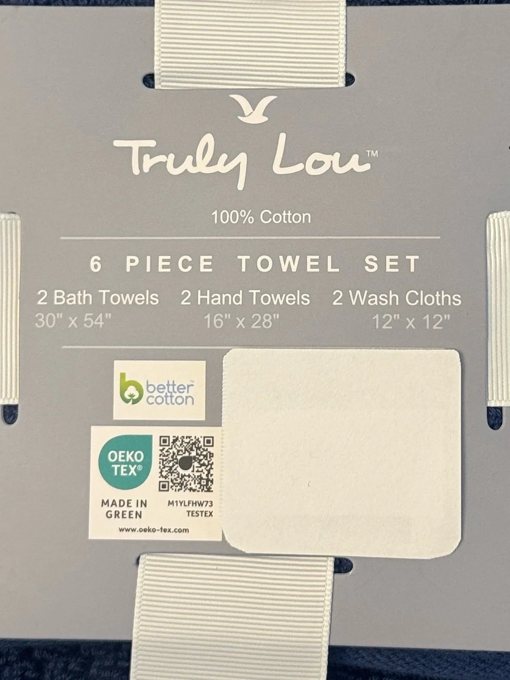 6pc TRULY LOU 100% Cotton Bath Towel Set - Bundle - Estate Blue